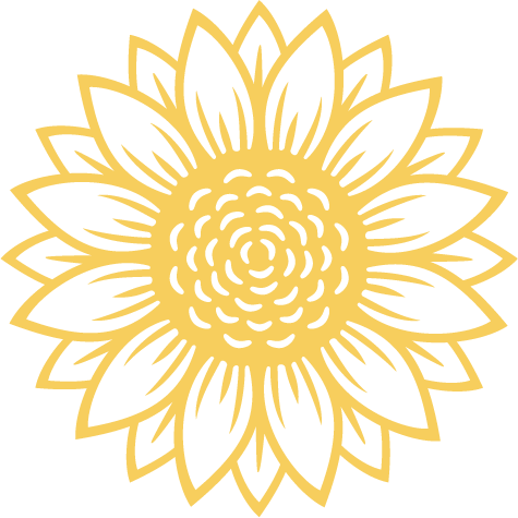 A yellow hand drawn sunflower